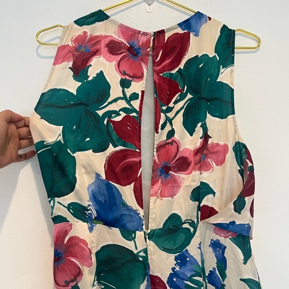 Zara Long Floral Satin Wide-Leg Jumpsuit Size Large - Picture 7 of 9